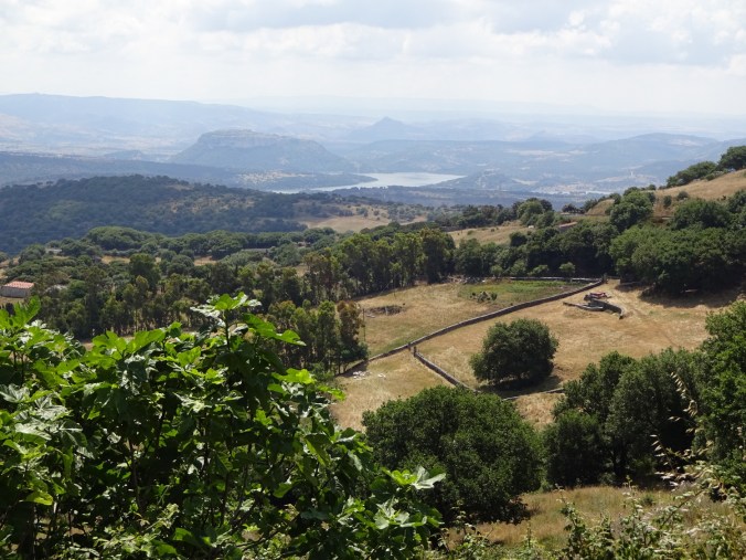 Utsikt från Villanova Monteleone över Temosjön och Monteleone Rocca Doria